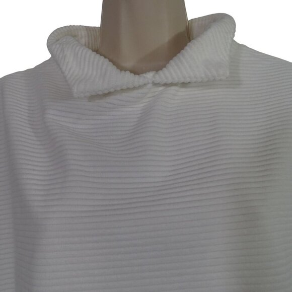 White Textured Stripe Pullover Top Women Size M Long Sleeve Casual - Picture 2 of 9